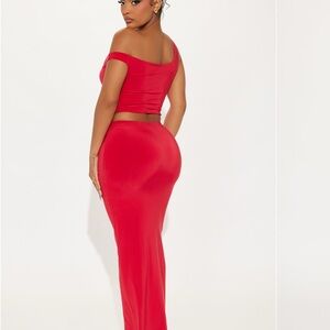 Fashion Nova Red Skirt Set